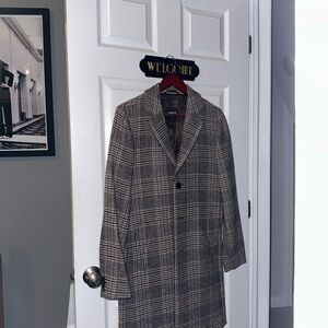 Express Brown Plaid Top Coat